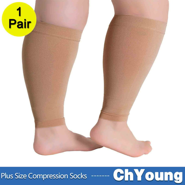 1Pack S Extra Wide Calf Compression Stockings for Women & Men, Plus Size  Compression Sleeve Socks 20-30 mmHg, Knee High Toeless to Prevent Swelling,  Pain 