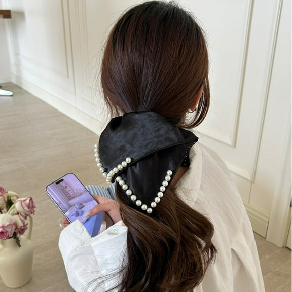 1Pack Scrunchies for Women - Satin Hair Ties and Bands, Big Ponytail Holders for Thick, Curly Hair, Cute No-Crease Pony Tails, No Damage for Christmas New Year