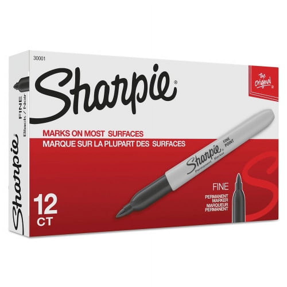 1Pack Sharpie Fine Tip Permanent Marker, Fine Bullet Tip, Black, Dozen (30001)