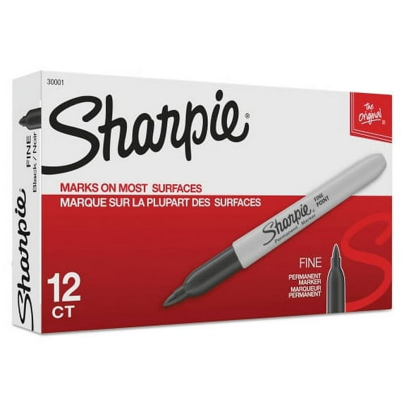 1Pack Sharpie Fine Tip Permanent Marker, Fine Bullet Tip, Black, Dozen (30001)