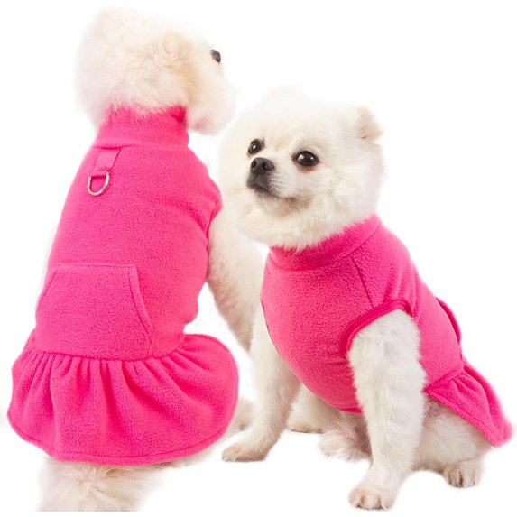 1Pack Small Dog Fleece Shirt Turtleneck Dogs Sweater Vest, Puppy Winter Fall Clothes Pet Sweatshirt with D Ring, Warm Dog Fleece Dresses Pet Pullover Puppy Jacket, Dogs Cold Weather Coat Pet Apparel