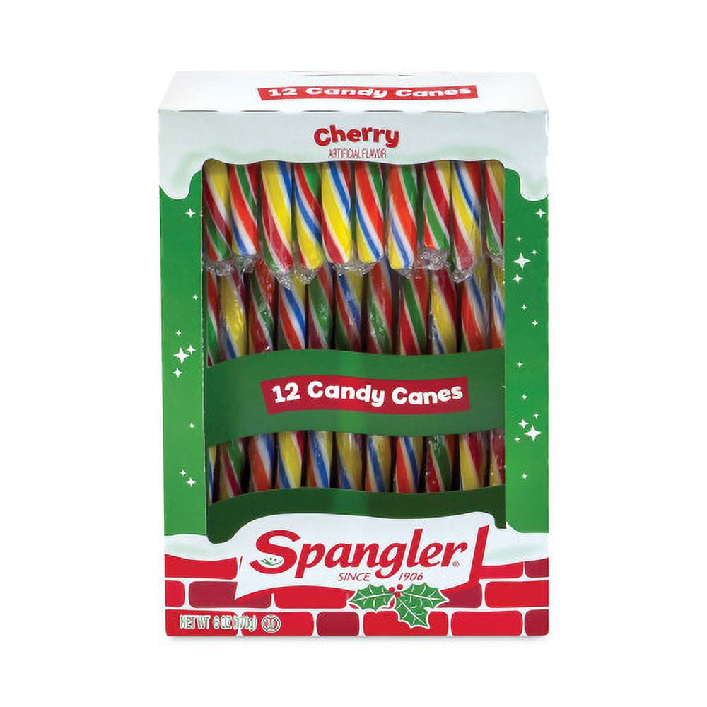 1Pack Spangler Cherry Candy Canes, 6 oz Box, 12 Candy Canes/Box, 3