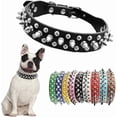 thumbnail image 1 of 1Pack Spiked Dog Collar,Mushroom Rivet Spike Puppy Collars Girls Boys Leather Studded Cat Collar Metal Buckle for XXS XS Small Medium Large Terrier Breed, 1 of 6