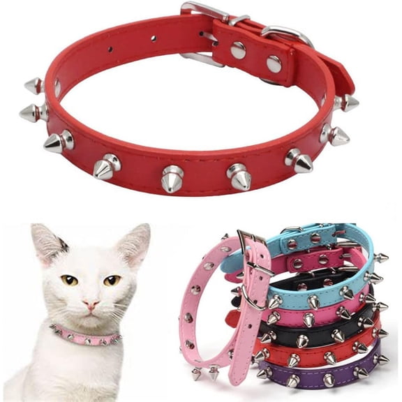 1Pack Spiked Dog Collar for Small Dogs,Anti-Bite Yellow Dog Collar，Protective Pet Neck Pu Leather Chihuahua Collar for Xs Small Medium Large Boy Dogs Male Cats