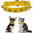 thumbnail image 1 of 1Pack Spiked Dog Collar for Small Dogs,Anti-Bite Yellow Dog Collar，Protective Pet Neck Pu Leather Chihuahua Collar for Xs Small Medium Large Boy Dogs Male Cats, 1 of 6