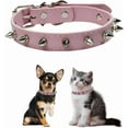 thumbnail image 1 of 1Pack Spiked Dog Collar for Small Dogs,Anti-Bite Yellow Dog Collar，Protective Pet Neck Pu Leather Chihuahua Collar for Xs Small Medium Large Boy Dogs Male Cats, 1 of 6