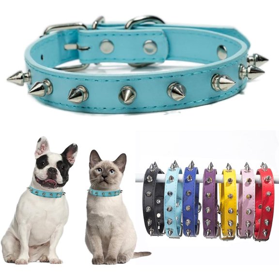 1Pack Spiked Dog Collar for Small Dogs,Mushrooms Rivet Spike Cat Collar Female Girls Soft Pu Leather Studded Spiked Puppy Collars Adjustable for XS S M Pet Collars Male Boys Kitten