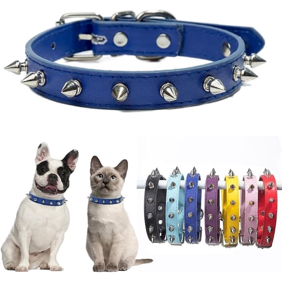 1Pack Spiked Dog Collar for Small Dogs,Mushrooms Rivet Spike Cat Collar Female Girls Soft Pu Leather Studded Spiked Puppy Collars Adjustable for XS S M Pet Collars Male Boys Kitten