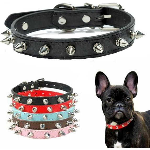1Pack Spiked Dog Collar for Small Dogs, Mushrooms Rivet Soft Pu Leather Spike Stud Studded Cat Collar Adjustable for Mini Tiny Breed Pet Teacup Puppy