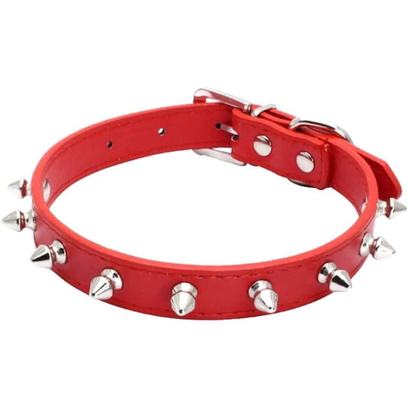 1Pack Spiked Dog Collar for Small Dogs, Mushrooms Rivet Soft Pu Leather Spike Stud Studded Cat Collar Adjustable for Mini Tiny Breed Pet Teacup Puppy