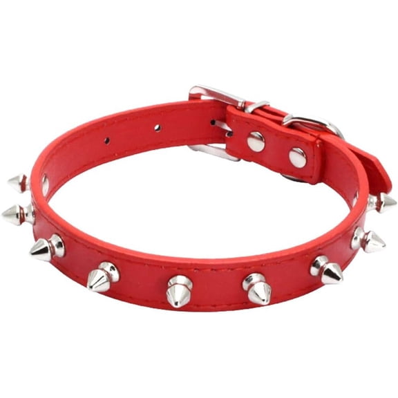 1Pack Spiked Dog Collar for Small Dogs, Mushrooms Rivet Soft Pu Leather Spike Stud Studded Cat Collar Adjustable for Mini Tiny Breed Pet Teacup Puppy