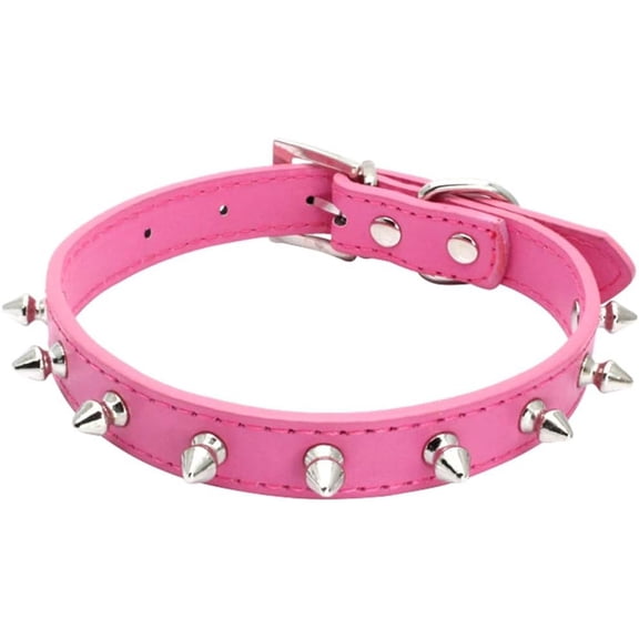 1Pack Spiked Dog Collar for Small Dogs, Mushrooms Rivet Soft Pu Leather Spike Stud Studded Cat Collar Adjustable for Mini Tiny Breed Pet Teacup Puppy