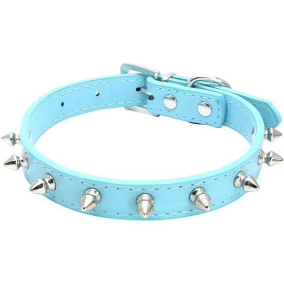 1Pack Spiked Dog Collar for Small Dogs, Mushrooms Rivet Soft Pu Leather Spike Stud Studded Cat Collar Adjustable for Mini Tiny Breed Pet Teacup Puppy