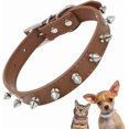 thumbnail image 1 of 1Pack Spiked Dog Collar for Small Dogs, Mushrooms Rivet Soft Pu Leather Spike Stud Studded Cat Collar Adjustable for Mini Tiny Breed Pet Teacup Puppy, 1 of 6
