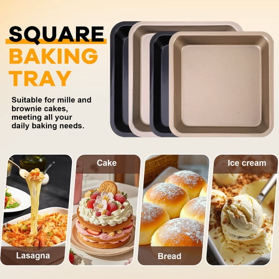 1Pack Square Cake Pan for Cake Brownie Lasagna, 7 Inch Nonstick Square Baking Pan, Rust-resistant, Dishwasher Safe & Easy Clean,A