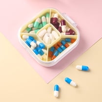 1Pack Travel Pill Organizer - 5 Compartments Pill Case, Compact and Portable Pill Box, Perfect for On-The-Go Storage, Pill Holder for Purse Yellow