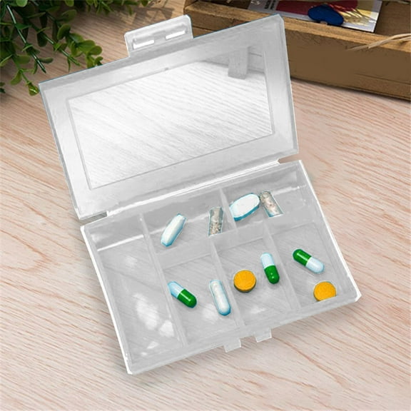 1Pack Travel Pill Organizer -6 Compartments Pill Case, Compact and Portable Pill Box, Perfect for On-The-Go Storage, Pill Holder for Purse White