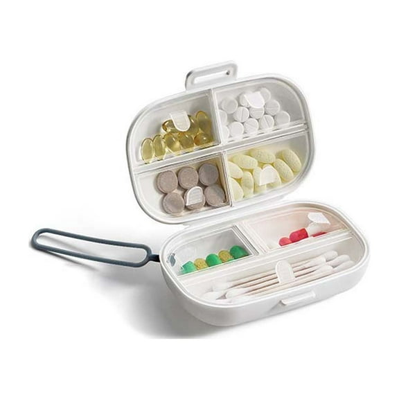 1Pack Travel Pill Organizer, 8 Compartments Portable Pill Case, Small Pill Box for Pocket Purse Portable Medicine Vitamin Container White