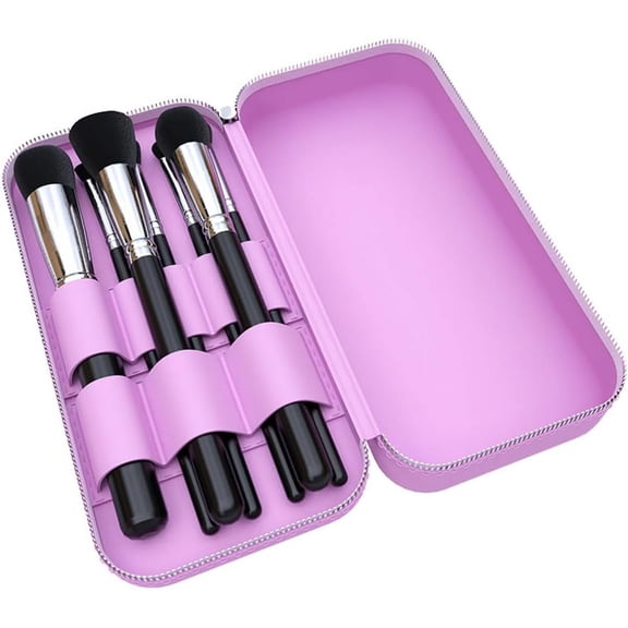 1Pack Travel Silicone Cosmetic Bag Makeup Brush Holder, with Zipper for Organizing Cosmetics Makeup Brushes, Storage Space Cosmetic Organizer Travel Essentials (Purple)