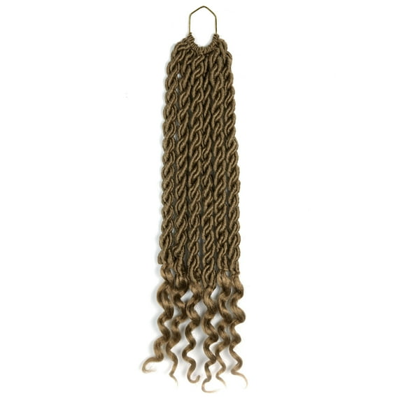 1Pack Twist Locs Crochet Hair 20 inch Curly Rolls Twist Braids Wig Braids Hair With Curly Hair in Middle and Ends faux locs Synthetic Hair Extension Ponytail Brading Hair