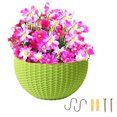 thumbnail image 1 of 1Pack Wall and Railing Plastic Pots, Hanging Planters with S Hooks, Indoor and Outdoor Half Round Plant Holders for Fence, Balcony or Rails（No flowers）, 1 of 6