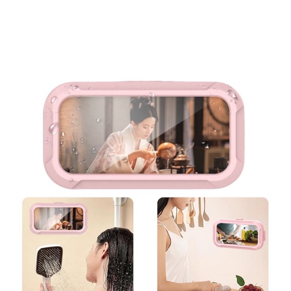 1Pack Waterproof Shower Phone Holder,Pink Durable 360 Rotation Shower Phone Holder,QZS Bathroom Accessory for Wall,Mirro