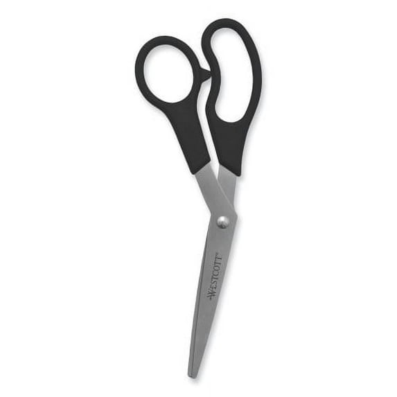 1Pack Westcott Value Line Stainless Steel Shears, 8" Long, 3.5" Cut Length, Black Offset Handles, 3/Pack (13402)