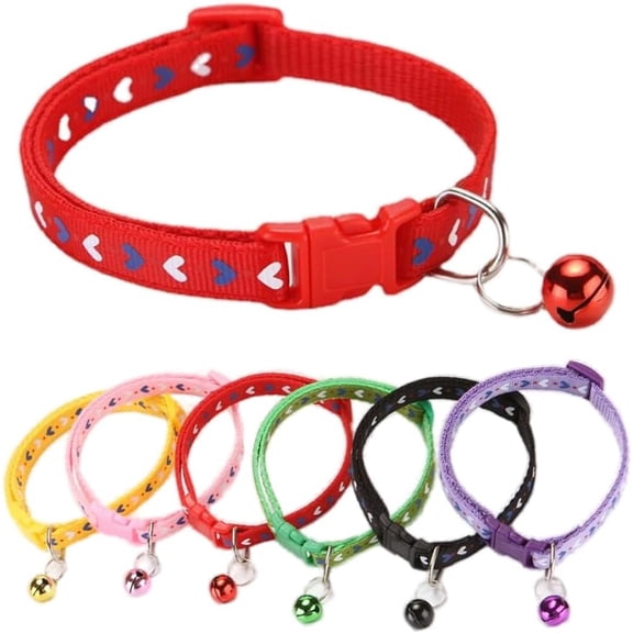 1Pack XXS Dog Collar with Bell,Soft Nylon Identification Pink Cat Collar Girl Puppy Collar with Bells Adjustable Buckle for XXS Xs Tiny Little Pet Female Dogs,Neck 7.5-12.5 Inch