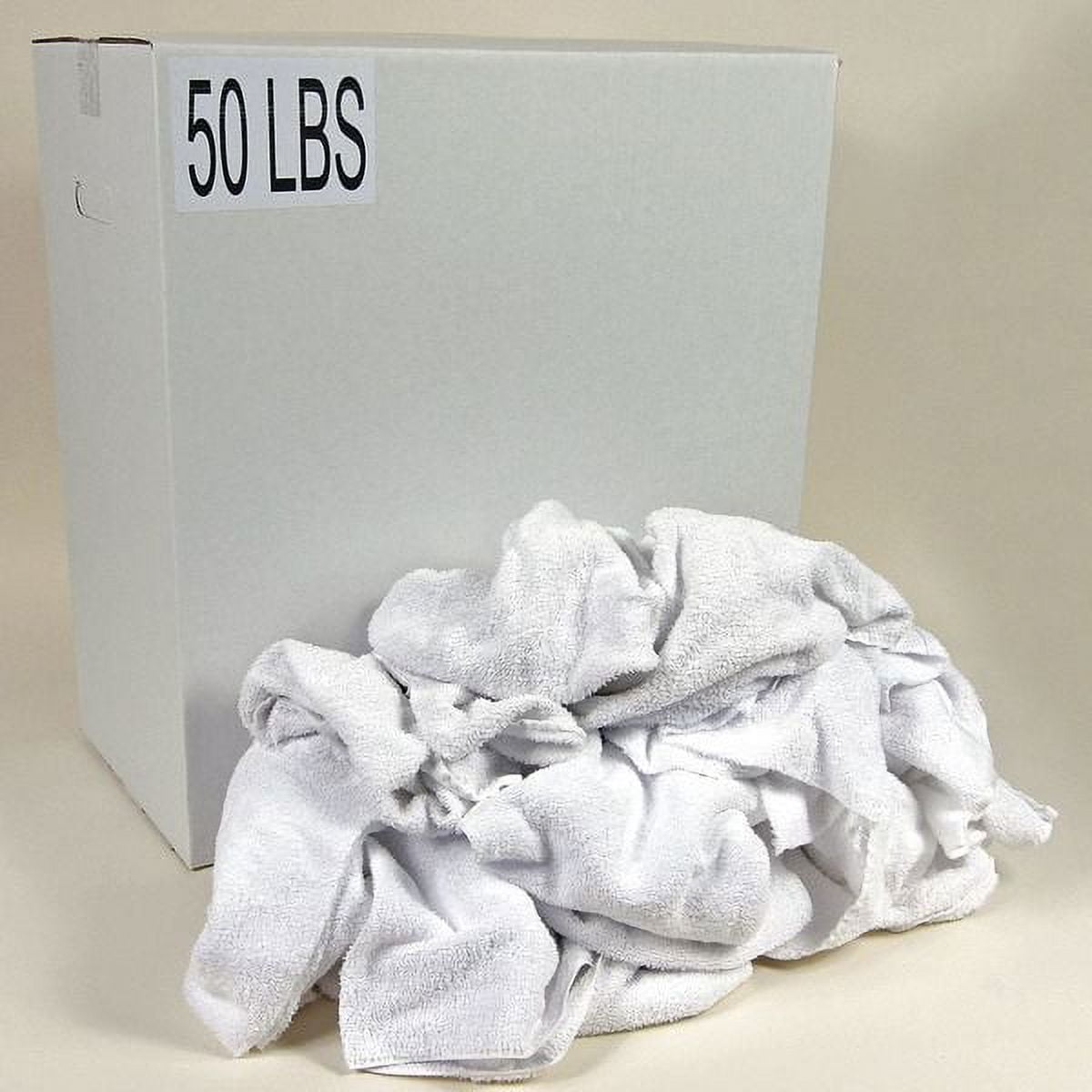 APPROVED VENDOR Cloth Rag: Terry Cloth, Reclaimed, White, 14 in x 17 in, 50  lb Wt