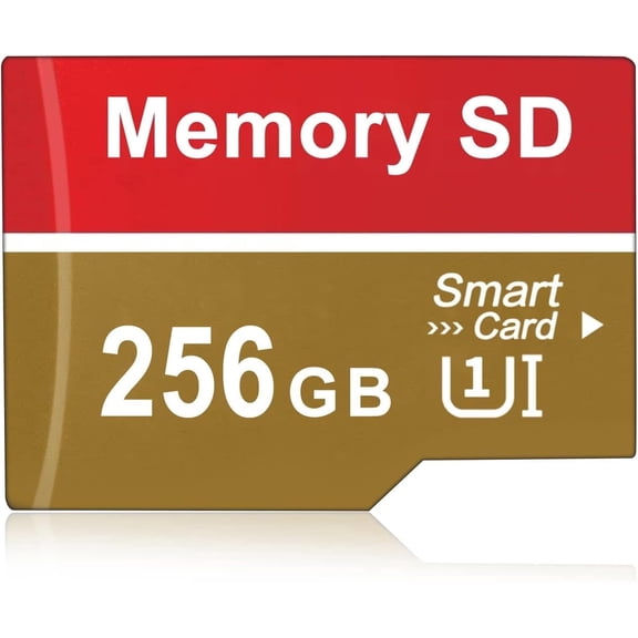 1Pack of 256GB For Micro SD Flash Memory Card with SD Card Adapter For smart phones and camera and table Red/Gold