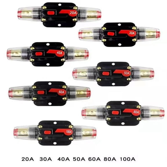 1Packs Auto Inline Fuse Breaker with Wire Lugs and Heat Shrink Tube 12V-24V DC
