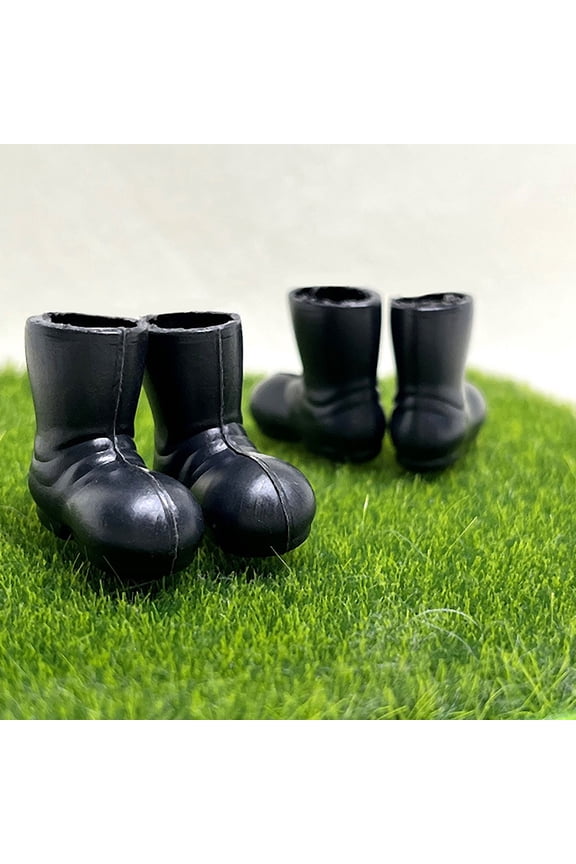 1Pair 1:12 Dollhouse Miniature Santa Claus Shoes Black Christmas Boots Rain Boots Kids Pretend Play Toy Doll House Accessories