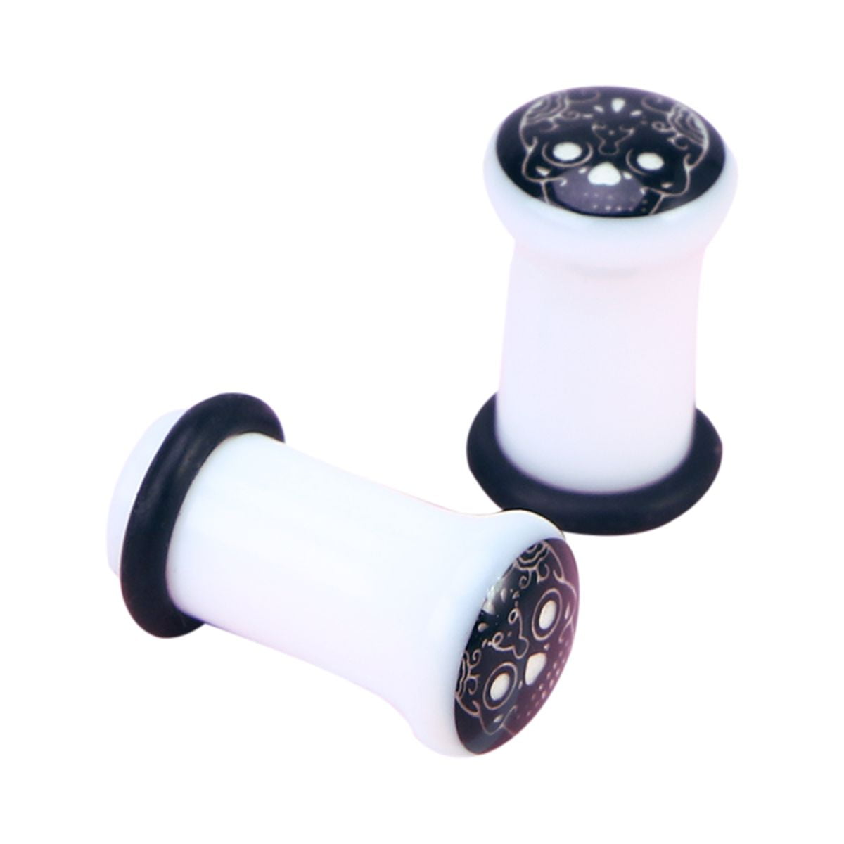 1Pair 12MM Acrylic Luminous Skull Ear Tunnel Plugs Ear Gauges Expanders