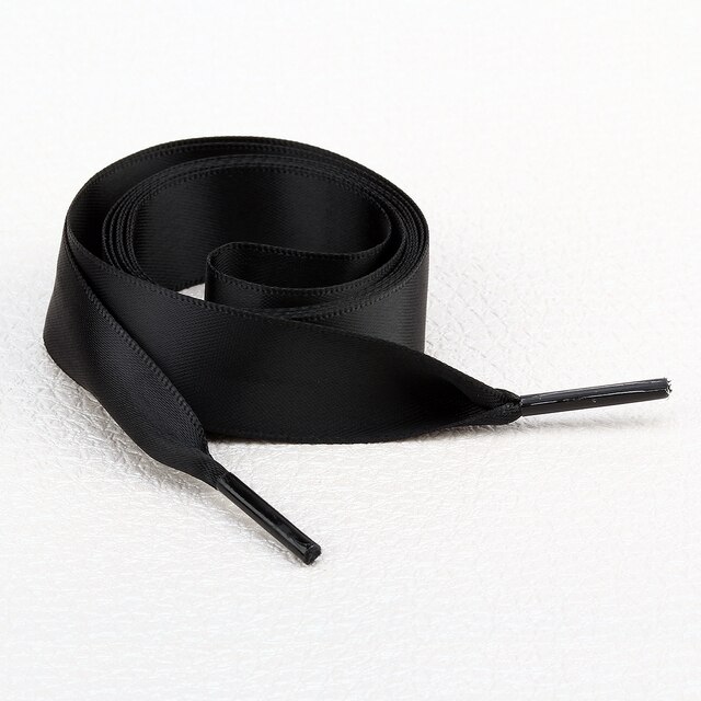 1Pair 2CM Width Flat Ribbon Shoe Laces Rubber Sneakers Silk Satin