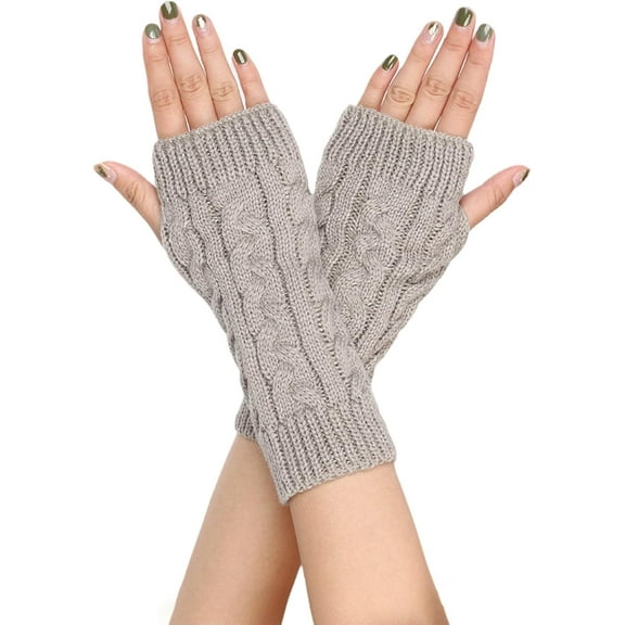 1Pair/2Pairs Womens Fingerless Gloves Winter Warm Knit Arm Warmers Mittens Soft Hand Crochet Wrist Warmers Thumb Hole Gloves