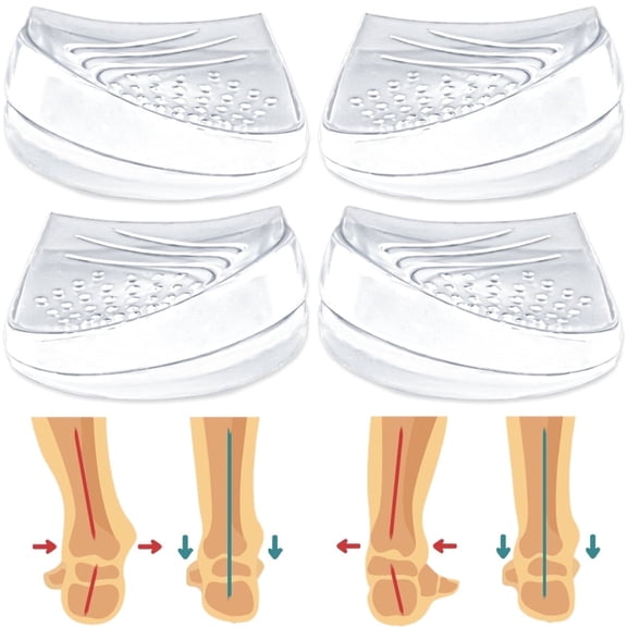 2 Pair 2 Layers Medial & Lateral Heel Wedge Silicone Insoles - Corrective Adhesive Shoe Inserts for Foot Alignment, Knock Knee Pain, Bow Legs, Osteoarthritis for Men and Women(Small)