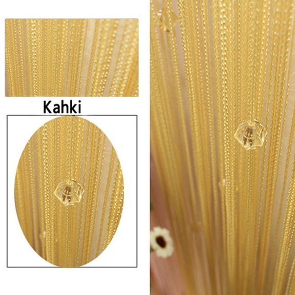 1Pair 39'' x 78'' String Door Curtain Beads Room Divider Window Panel Fringe Beaded Tassel Crystal Screen Home, Kahki