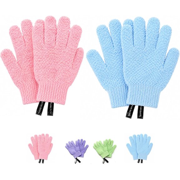 1Pair 3D Textured Five-Finger Exfoliating Bath Glove, Body Scrub Shower Mitts,Exfoliating Bath Gloves, Deep Body Scrub Mitts for Shower, Cleansing, Lathering and Massage
