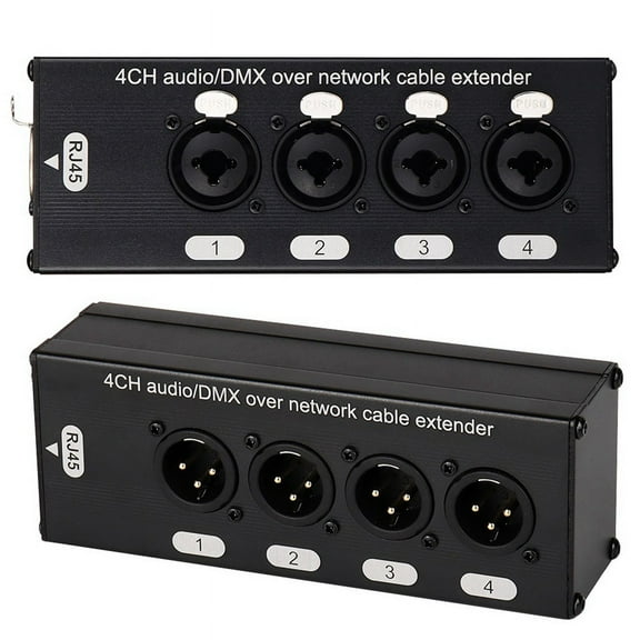 1Pair 4-Channel 3-Pin XLR or 6.3Mm Audio and over Network Cable Extender,DMX512 Network Signal Extender Male+ Female