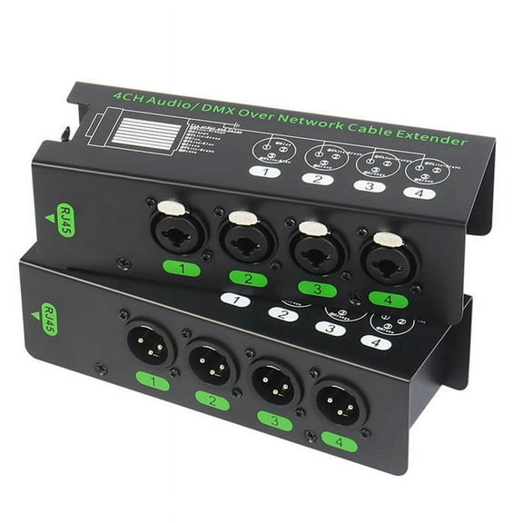 1Pair 4-Channel 6.5 + 3-Pin XLR Audio/ over Network Cable Extender DMX512 Network Signal Extender 1 Male+1 Female