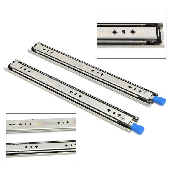 1Pair 800mm Heavy-duty Lock Slide Rail Solid Steel Ball Drawer Side Installation Professional Silver 1 Pair Heavy Drawer Slides With Lock 32 Inch Ball Bearing