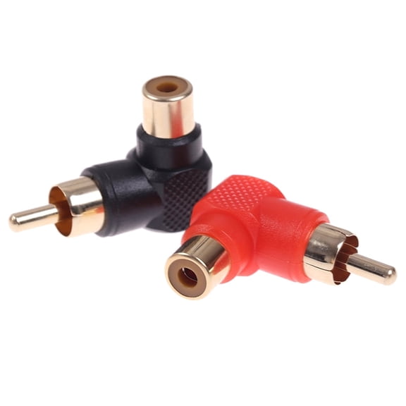 1Pair 90 Degree RCA Right Angle Connector Plug Adapters M/F Elbow Audio Adapter