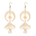 thumbnail image 1 of 1Pair Alloy Long Dangle Earrings Moon Sun with Mushroom Golden 82x30mm Pin: 0.8mm, 1 of 7
