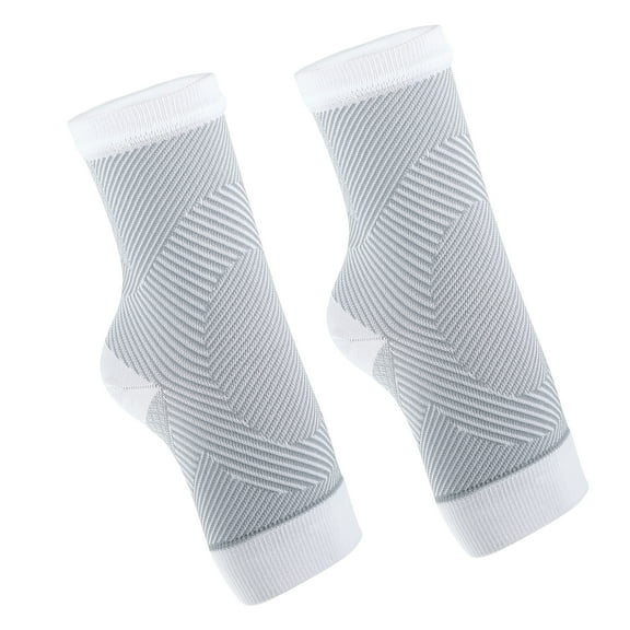 1Pair Ankle Compression Sleeve Socks Foot Ankle Brace for Men Women Achilles Tendon White Gray Size L/XL
