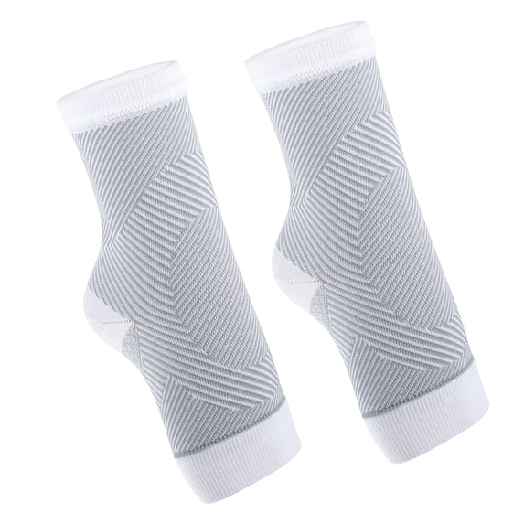 Unique Bargains 1 Pair Ankle Compression Sleeve Socks Foot Ankle Brace for Men Women Achilles Tendon White Gray Size L/XL