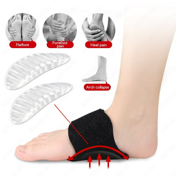 1Pair Arch Pad Support For Flat Foot Correction High Arch Cushioning Plantar Fasciitis Foot Pads Orthopedic Insole