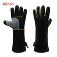 1Pair Barbecue Gloves Cowhide Insulation Welder Protective Gloves