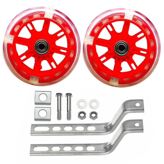 1Pair Bicycle Training Flash Wheels, Bike Training Wheel, Bike Training Wheel Children's Bike Stabilizers Support(Red)