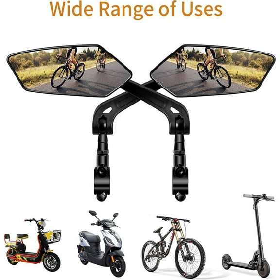 1Pair Bike Mirrors, EBike Mirrors For Handlebars, 360 Adjustable Safety Bicycle Rear View Mirrors, Bicycle Universal Fit Accessories