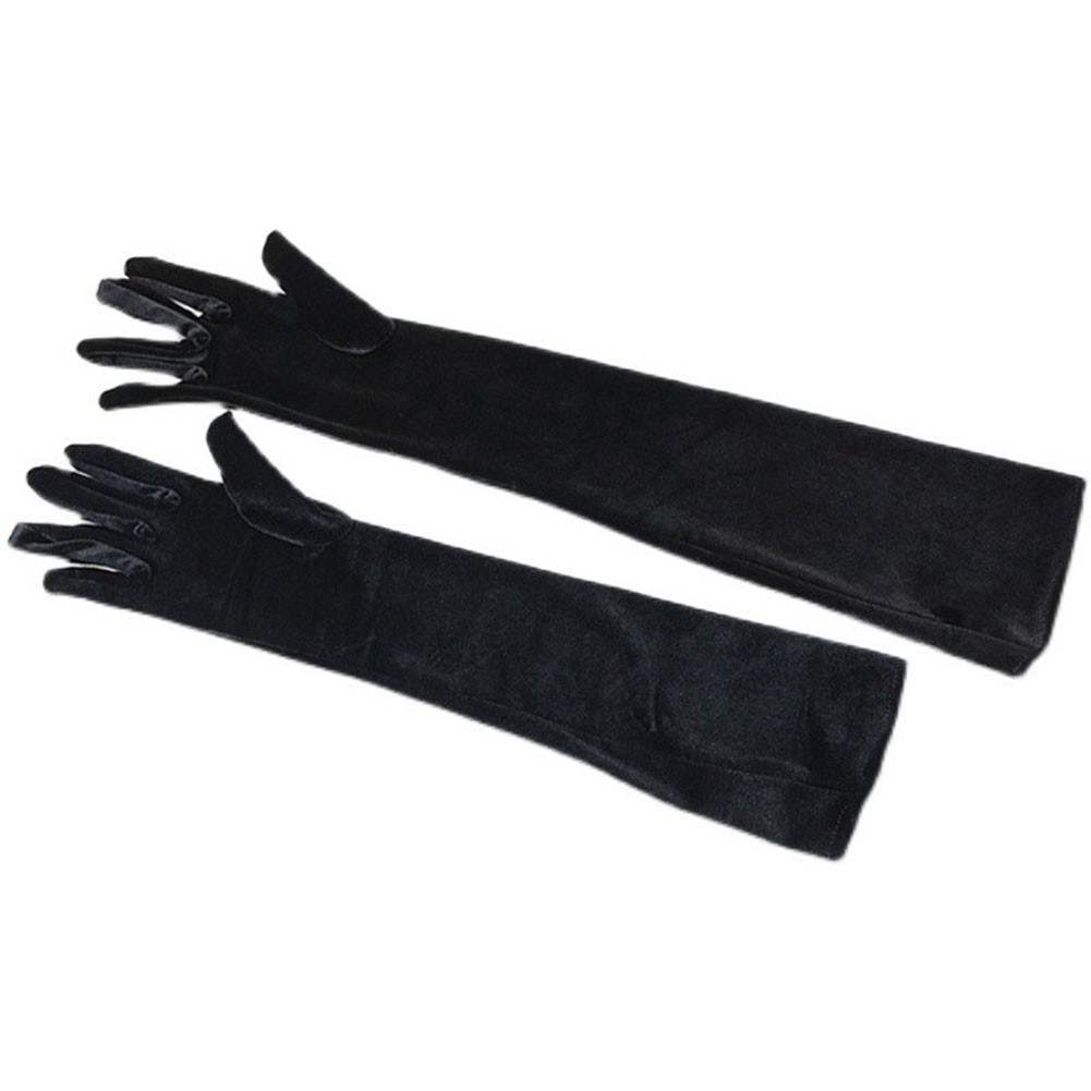 1Pair Christmas Party Women Velvet Long Dinner Dress Gloves Warm